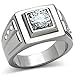 Men's 316L Stainless Steel Round Cubic Zirconia Solitaire Wedding Band Ring