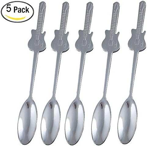 WOGOD Stainless steel Coffee/Tea/Soup/Dessert Spoon (Guitar style set of 5)