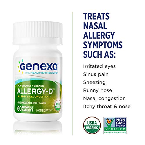 Genexa Allergy-D | Certified Organic & Non-GMO, Physician Formulated, homeopathic | Multi-Symptom Allergy Relief Medicine | 180 Tablets (3 Pack) - Thumbnail 2