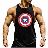 TECOFFER NEW GYM MEN MUSCLE SLEEVELESS SHIRT TANK TOPS BODYBUILDING SPORT FITNESS VEST (Black/r, L)