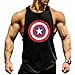 TECOFFER New Gym Men Muscle Sleeveless Shirt Tank Tops Bodybuilding Sport Fitness Vest (Black/r, M)