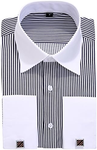 Dresservice French Cuff Long Sleeves Fit Dress Shirts (Cufflink Included)