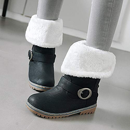 Respctful ♪☆ Women Girls 's Fashion Suede Boots Buckle Strap Ankle Booties Round Toe Chunky Shoes Warm Snow Boots
