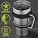 Stainless Steel Tumbler Travel Mug - 30 Oz Tumbler Insulated Coffee Mug with Removable Handle No-Spill Lid and 2 Stainless Steel Straws (Black Grip)