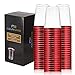 100 Count 10oz Disposable Clear Cup-Red Trim Cup/Old Fashioned Tumblers/Plastic Wedding Cups/Fancy Party Cups