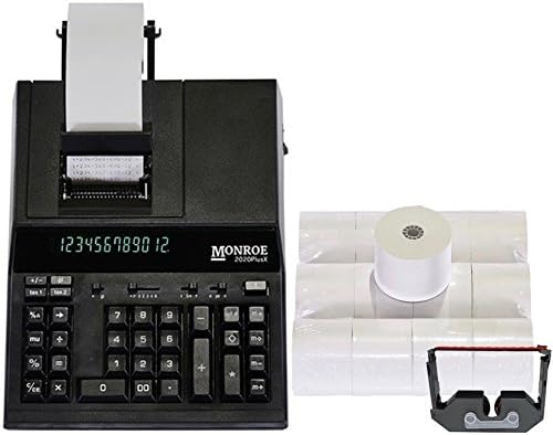 Monroe 2020PlusX 12-Digit Medium-Duty Color Printing Calculator With Ribbons and Paper (Calculator with Ribbons and Paper, Black)
