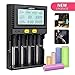 Universal Smart Battery Charger Intelligent 4 Slot LCD Display Miboxer Rechargeable Batteries Charging 18650 AA C 26650 18490 18350 17670 17500 RCR123 14500 Li-ion Ni-MH Ni-CD LiFePO4 (18650 Charger)