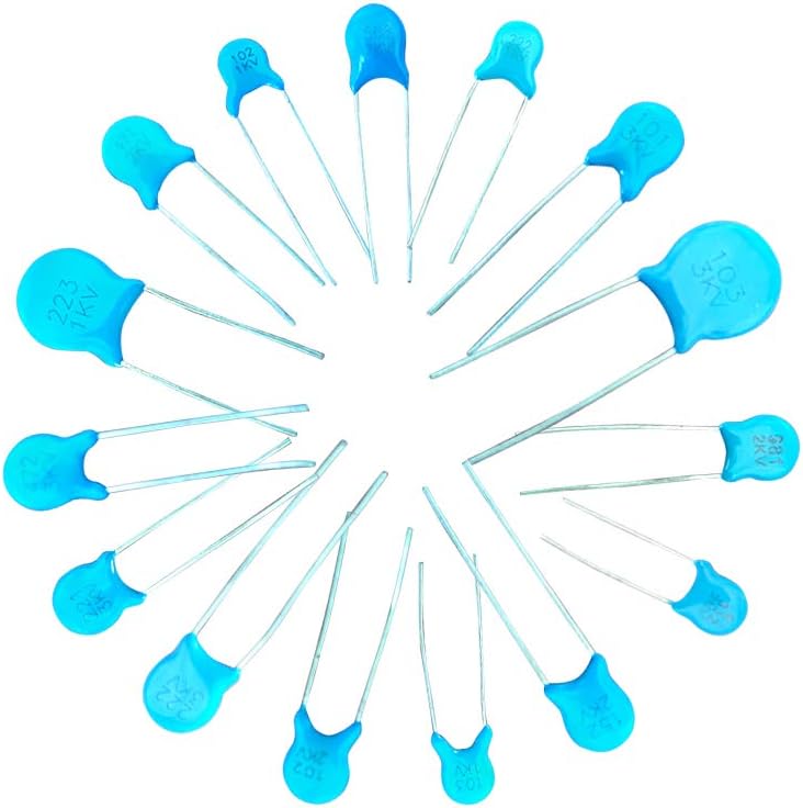 High Voltage Ceramic Capacitor Assortment Kit - 15 Values, 20 Each - 1KV To 3KV Range - Perfect For Electronics
