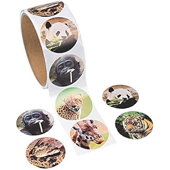 Fun Express Zoo Animal Stickers (1 Roll)