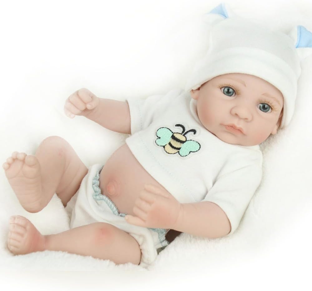 10'' Handmade Lifelike Soft White Vinyl Silicone Reborn Baby Dolls Boy Gift Toys