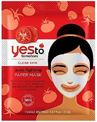 Yes to Tomatoes Clear Skin Acne Fighting Paper Mask, 0.67 Fl Oz by Yes to Tomatoes