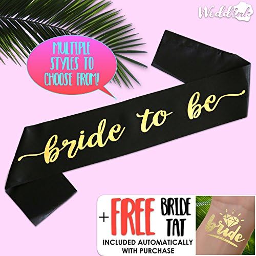 Bachelorette Sash, bride to be sash - Black with Gold Foil Lettering - Bride Tribe, bridal party, bride, hens party, bachelorette party favors, team bride, hen do (Black Sash: Bride-to-Be)