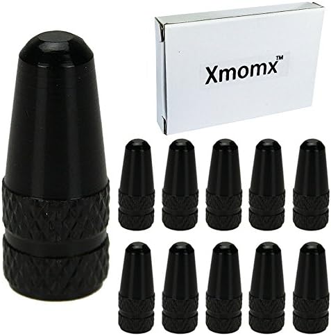 Xmomx 10 Pcs Bike Bicycle Road Racing Coloured Metal Valve Cap Dust Covers (Black)