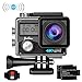 JinSun 4K WiFi Action Camera 16MP Sports Cam 30m Underwater Waterproof 170 Degree Wide Angle EIS Sony Sensor Sports Camera Camcorder, 2 Rechargeable Batteries and Mounting Accessories Kits