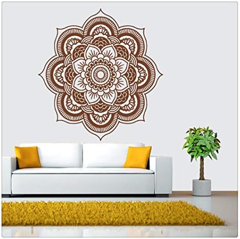 XuanhaFU Wall Stickers Wall Art Mandala Flower Wall Stickers Bedroom Wall Decal Art Stickers Mural Home Decor (Brown)