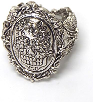 Metal sugar skull stretch ring (AS)