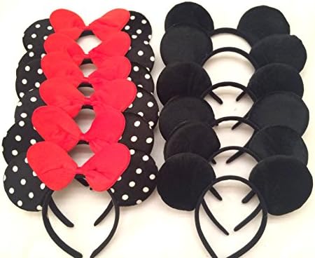 Set of 12 Mickey Minnie Mouse Costume Deluxe Fabric Ears HeadbandSet of 12