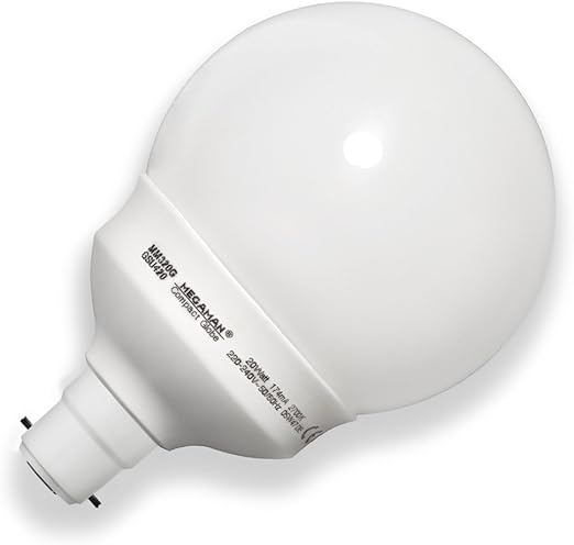 Megaman GSU420 - Bombilla decorativa tipo globo (20 W, BC), luz blanca