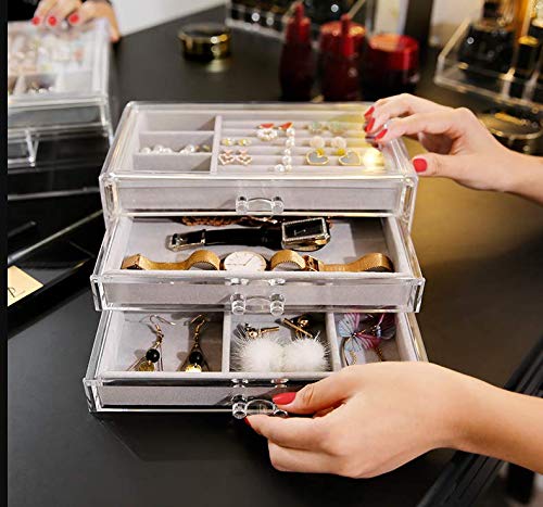 Clear-Acrylic-Jewelry-Box-With-3-DrawersVelvet-Jewellery-Organizer-for-women-Earring-Holder-Rings-Case-Necklaces-Bracelets-Accessory-Holder-Organizer-For-Vanity-DresserBy-Cq-acrylic