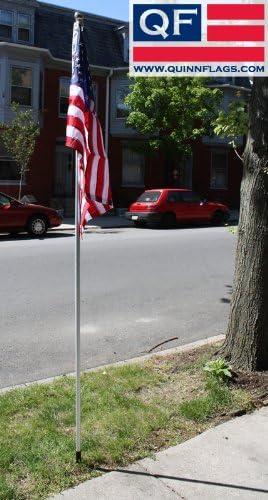 10' Silver Aluminum Display Pole with Ball Top &amp; Ground Sleeve - Quinn Flags Brand