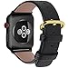 Fullmosa Leather Bands Compatible with Apple Watch Band 49mm 46mm 45mm 44mm 42mm for Men Women, Top Grain Genuine Leather Strap for iWatch Ultra 2/Ultra/10/9/8/7/6/5/4/3/2/1/SE2/SE, Black/Black