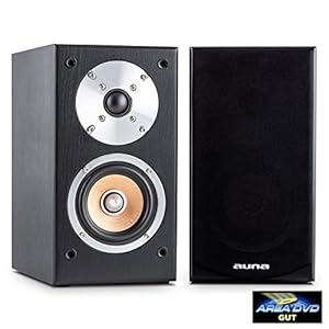 auna – Line 501 BS-BK, boekenplankluidsprekers, luidsprekerboxen, hifi-boxen, luidsprekerpaar, 2-wegsysteem, 10 cm (4…