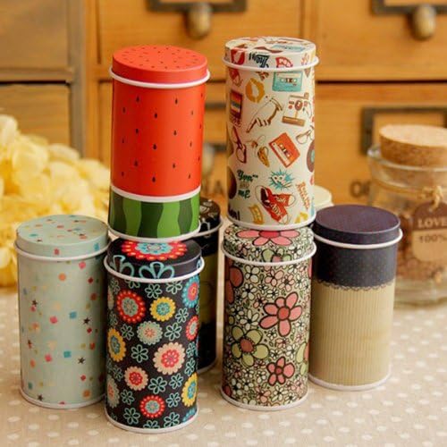 Small Fresh Cylindrical Tin Cans Tea Candy Gift Containers Box