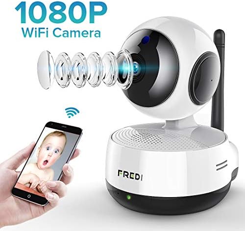 FREDI Wireless 1080P IP Baby Pet Monitor Camera WiFi Camera with Two-Way Function,Infrared Night Vision,Pan Tilt,P2P WPS Ir-Cut Nanny IP Camera Motion Detection Support 128GB sd Card(not Include)