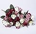 Hibery 7 Branch 21 Heads Artificial Fake Flowers Silk Rose Bouquet Wedding Home Office Floral Decor, Pack of 2 (White Pink)