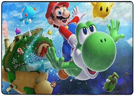 スーパーアニメゲーム スーパーマリオ ソフトカーペット お手入れ簡単 汚れにくい 色あせ防止 リビングルーム 寝室 キッチン 子供部屋 エリアラグ 心地よいアートデコレーション ポリエステルカーペット 84 60インチ