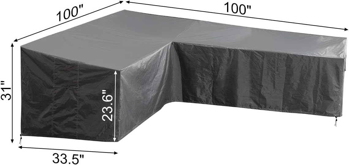 Waterproof Grey Hollyyhome Patio Furniture L Section Sofa Cover Sofa Covers Patio Lawn Garden