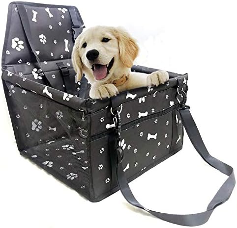 Dog Car Seat Upgrade Deluxe Portable Pet Booster Car Seat Cat Car Carrier with Safety Leash and Zipper Storage Pocket with 2 Support Bars, Portable ,Perfect for Small and Medium Pets up to 15lbs