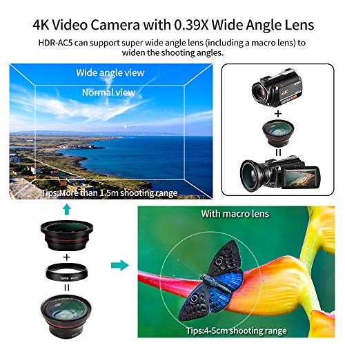 Videocmara-Cmara-de-Video-4k-ORDRO-HD-1080P-60FPS-Vlog-Camera-Video-Recorder-31--IPS-WiFi-Videocmara-con-Micrfono-luz-LED-Lente-Gran-Angular-Soporte-Porttil-y-Estuche-Porttil