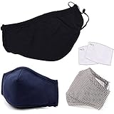 3-Pack PM 2.5 Cotton Face Mouth Mask Muffle with Fliter Respirator Comfy Reuseable Dustproof Antibacterial Mouth Cover Warm Windproof Face Protective Guaze Mask