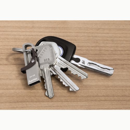 Hama 64GB USB-Stick USB2.0 Datenstick mit Karabiner (15 MB/s, Memory Stick besonders geeignet für Befestigung am Schlüsselbund oder Geldbeutel, Speicherstick, geeignet für Windows/MacBook) grau – Bild 4