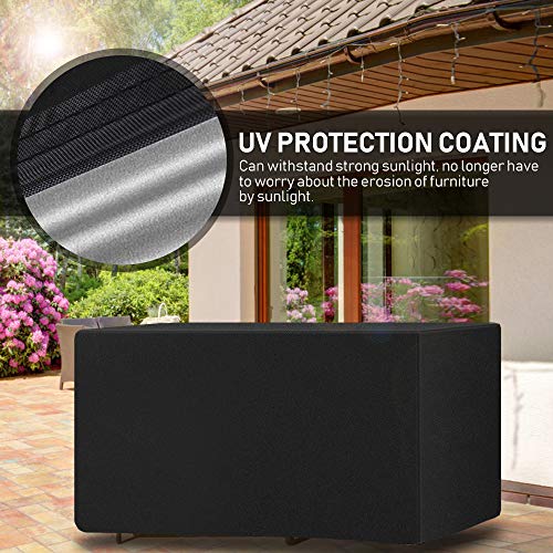 Molbory Abdeckung für Gartenmöbel, 420D Oxford Abdeckhaube Möbelsets mit Zugkordel, Wasserdicht, Winddicht, UV-beständig Abdeckplane für Gartenmöbel Sets Sofa Abdeckung Gartenmöbel (200 x 160 x 70cm) – Bild 7