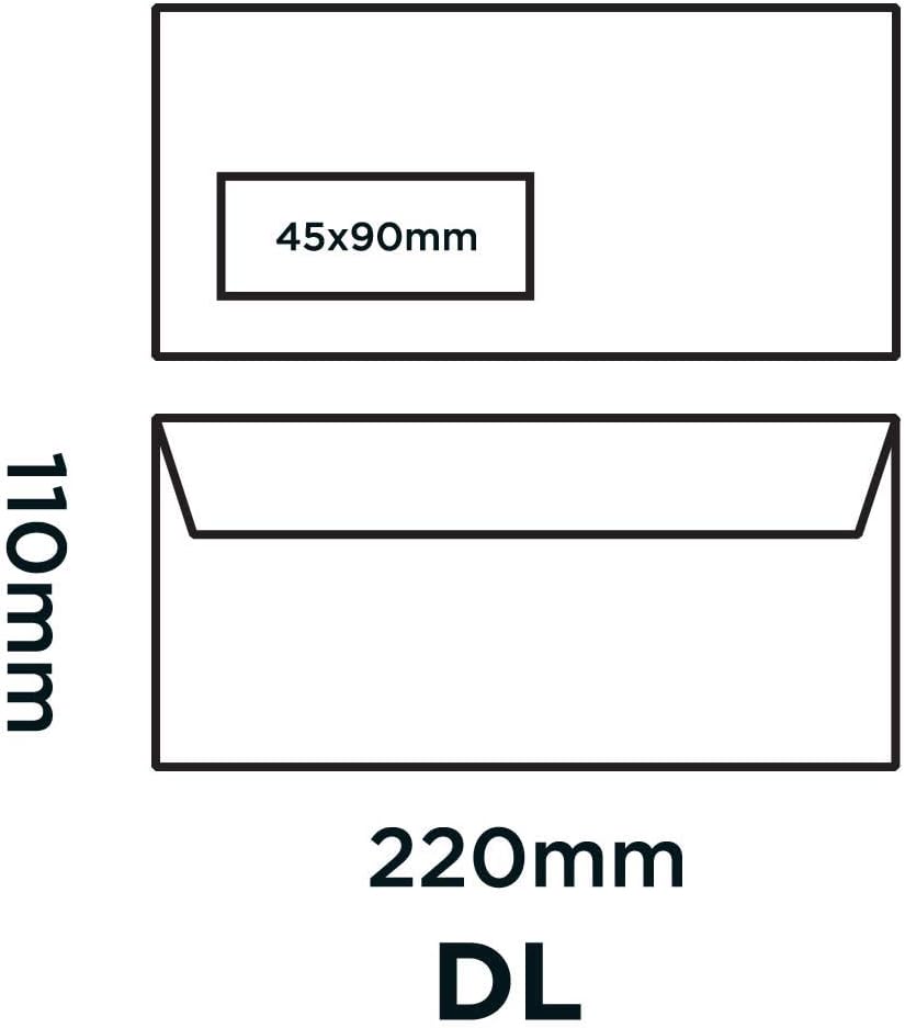 Blake Purely Everyday DL - 110 x 220 mm 75 gsm Self Adhesive Envelopes Left Window (22774) - Box of 500, White - Image 3