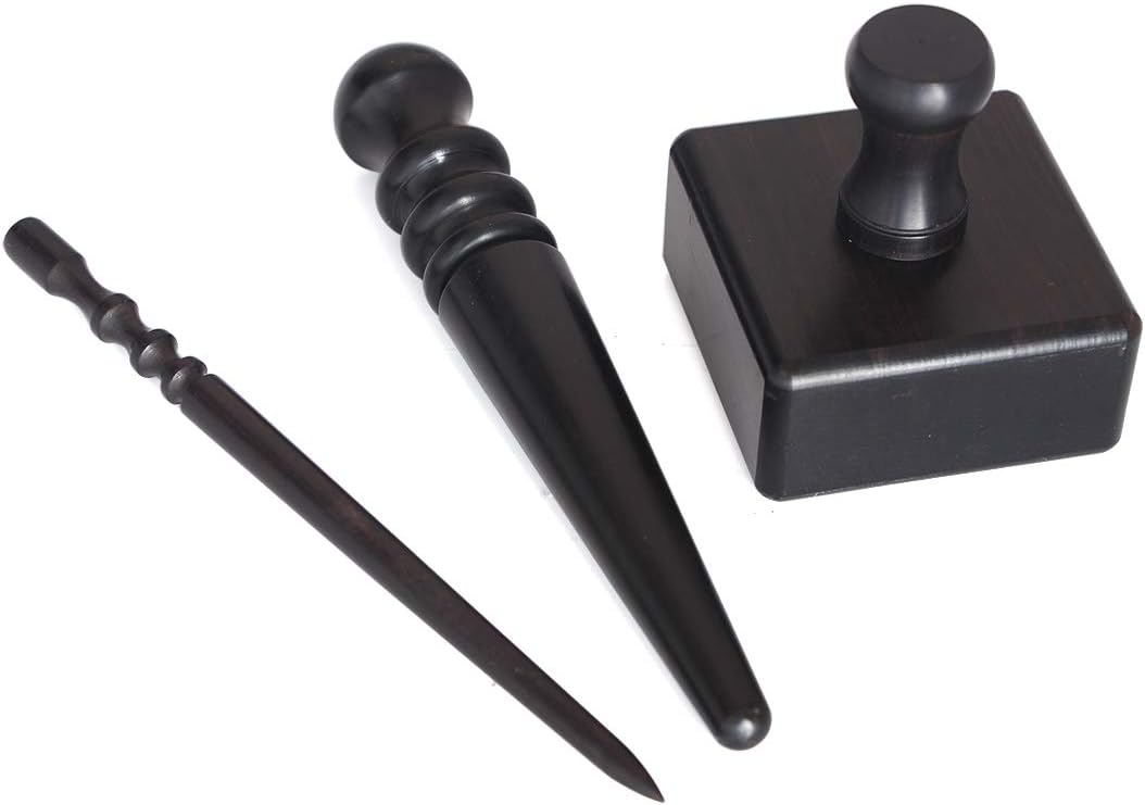 Ebony Wood Leather Craft Slicker Round Burnisher Leather Polished rods Edge Burnisher Slicker Tool Pointed Tip Narra Rotary Leather Burnishing Tool