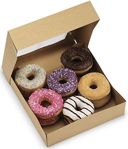 Bakery Boxes 10x10x2.5 inches - [50 pack] - Premium Kraft Paperboard Containers With Window - By Cuisiner