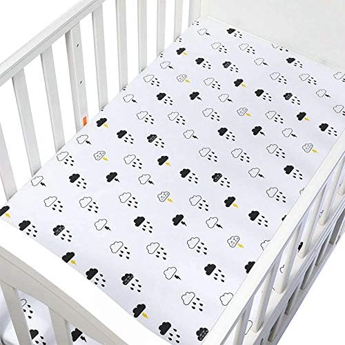 WooyMoo Crib Fitted Sheets,2Pack Super Soft Breathable Crib Cot Sheets Set, 100% Cotton Multi-Color Optional Baby Bedding for Most cot Mattress 70 x 130 x 22cm