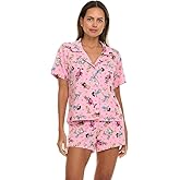 COCO BRANDS Looney Tunes Womens Pajama Sets - 2 Piece Short Sleeve Button Down Womens Sleep Shirts and Pajama Shorts (XS-XL)