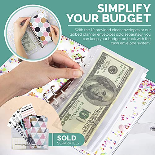 A6 Binder Cover and 12 Clear Envelopes, Budget Binder with Cash