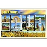 MAGNET 3x5 inch Vintage Greetings from Iowa Sticker (Old Postcard Art Logo ia) Magnetic vinyl bumper sticker sticks to any metal fridge, car, signs