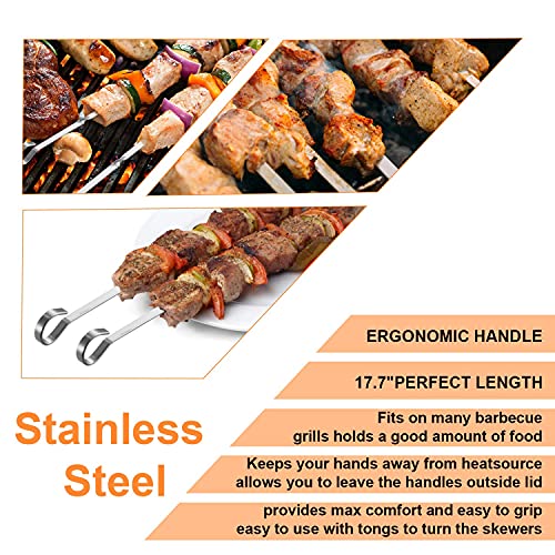 Kabob Skewers for Grilling, GHelper 17" Metal Kebab Skewers Long Flat