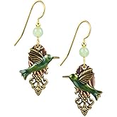 Silver Forest Hummingbird Dangle 18K Gold-Plated Earrings E-6801