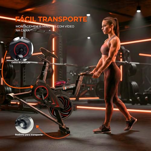 Bicicleta Ergométrica Fitness Para Cardio E Musculação Academia Com Base Cor Preto E Vermelho Marca Its 8kg Inercia