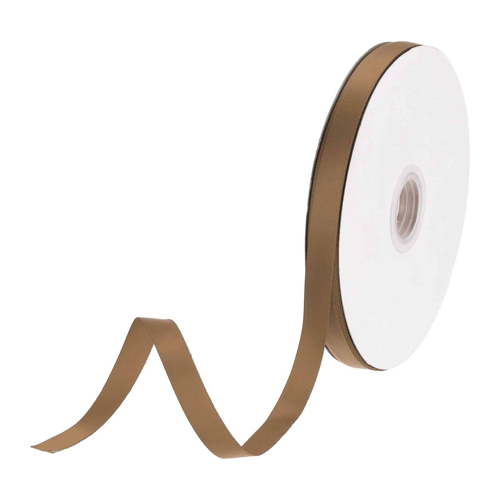 DMiotech 10mm Satin Ribbon 46m/150ft Thin Double Face Fabric Grosgrain Ribbon for Gift Wrapping Floral Hair Flower Bouquet, Light Coffee