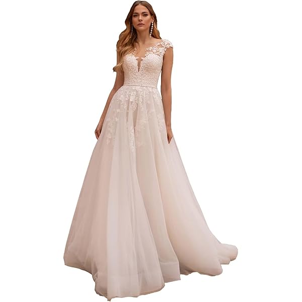 Amazon.com: Women's Long Lace Beach Wedding Dresses for Bride 2021  Sweetheart A Line Boho Bridal Gowns Champagne 20 Plus Size : Clothing,  Shoes & Jewelry