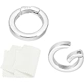 PATIKIL 16mm 925 Sterling Silver Spring Gate Rings, 2Pcs Plat Round Spring Clasps Necklace Enhancer Shortener Closures Connector for Jewelry Making Necklaces DIY, Silver Tone