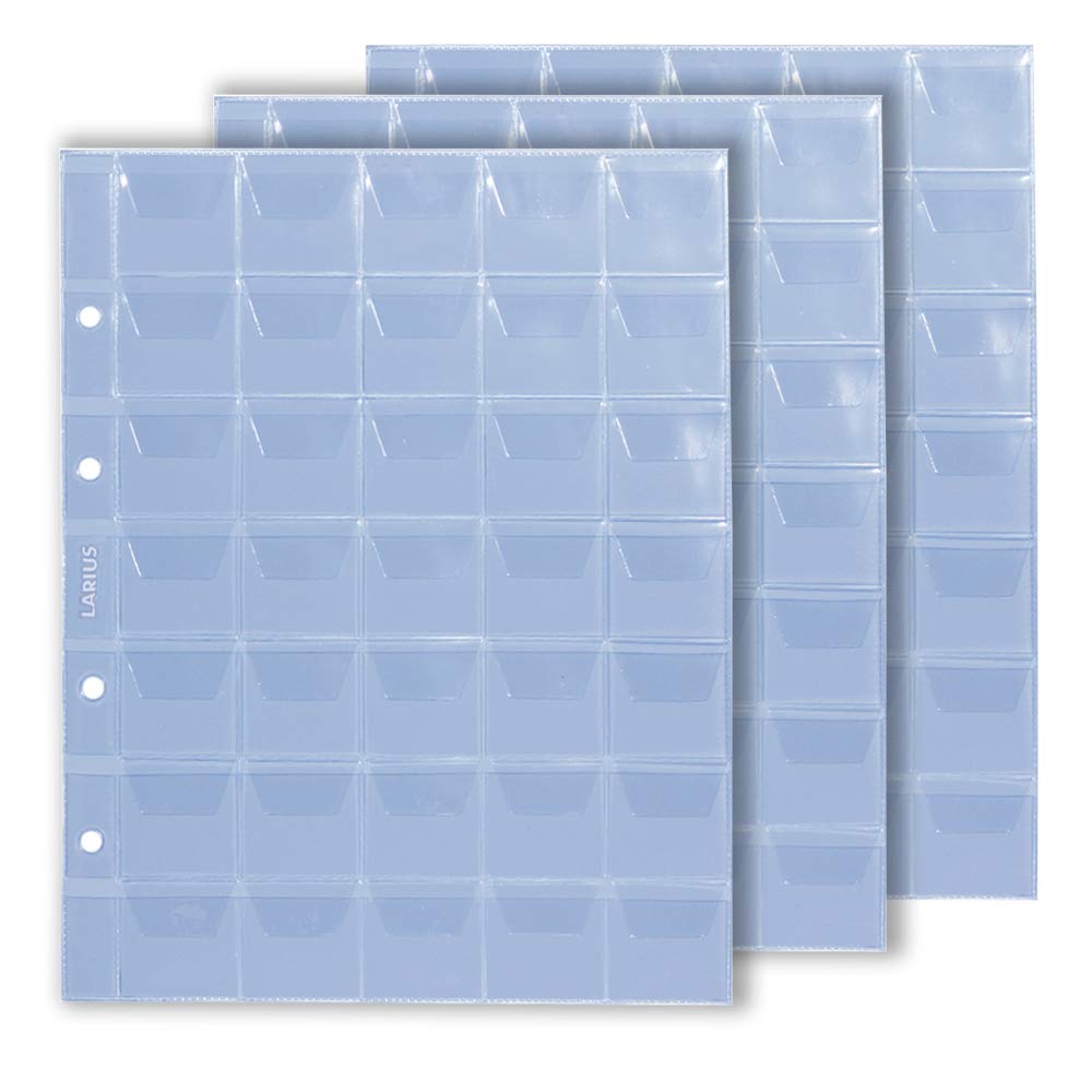 Coin Collecting Sheets - Variable Pockets Pages - Coin Collection Holders Sets (35 Pockets up to Ø35mm, 10 Sheets)